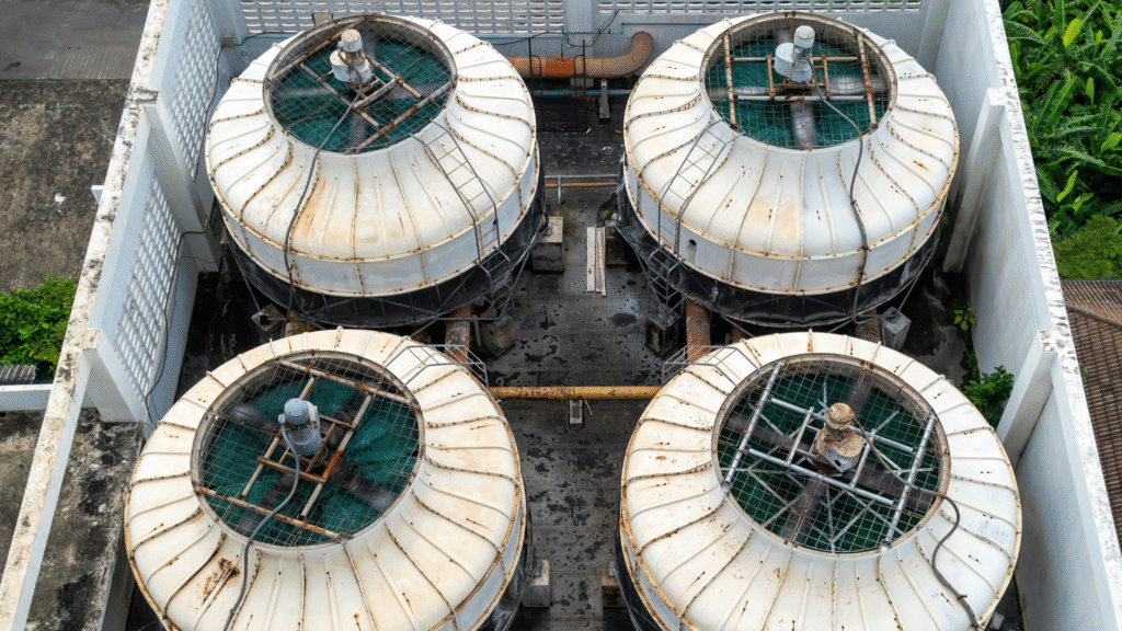 Cooling tower freeze protection system preventing ice buildup during winter operation