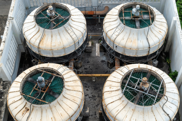 Cooling tower freeze protection system preventing ice buildup during winter operation